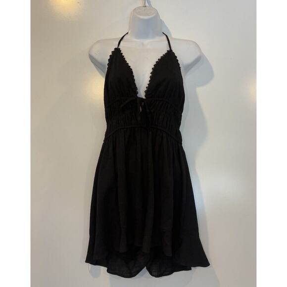 Urban Outfitters Jessie Halter‎ Romper Black Linen Blend Womens Medium (1090) - Picture 2 of 5